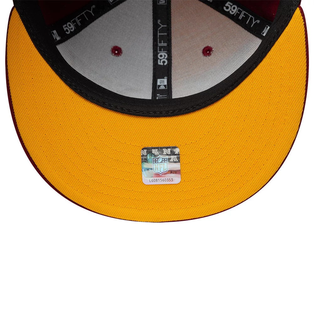 Pictured is this NFL International Games Washington Commanders 59FIFTY Fitted cap in dark red. 7