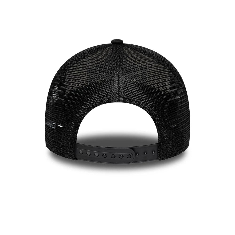Pictured is this NFL International Games 2026 London Jacksonville Jaguars 9FORTY A-Frame Trucker cap in black. 4