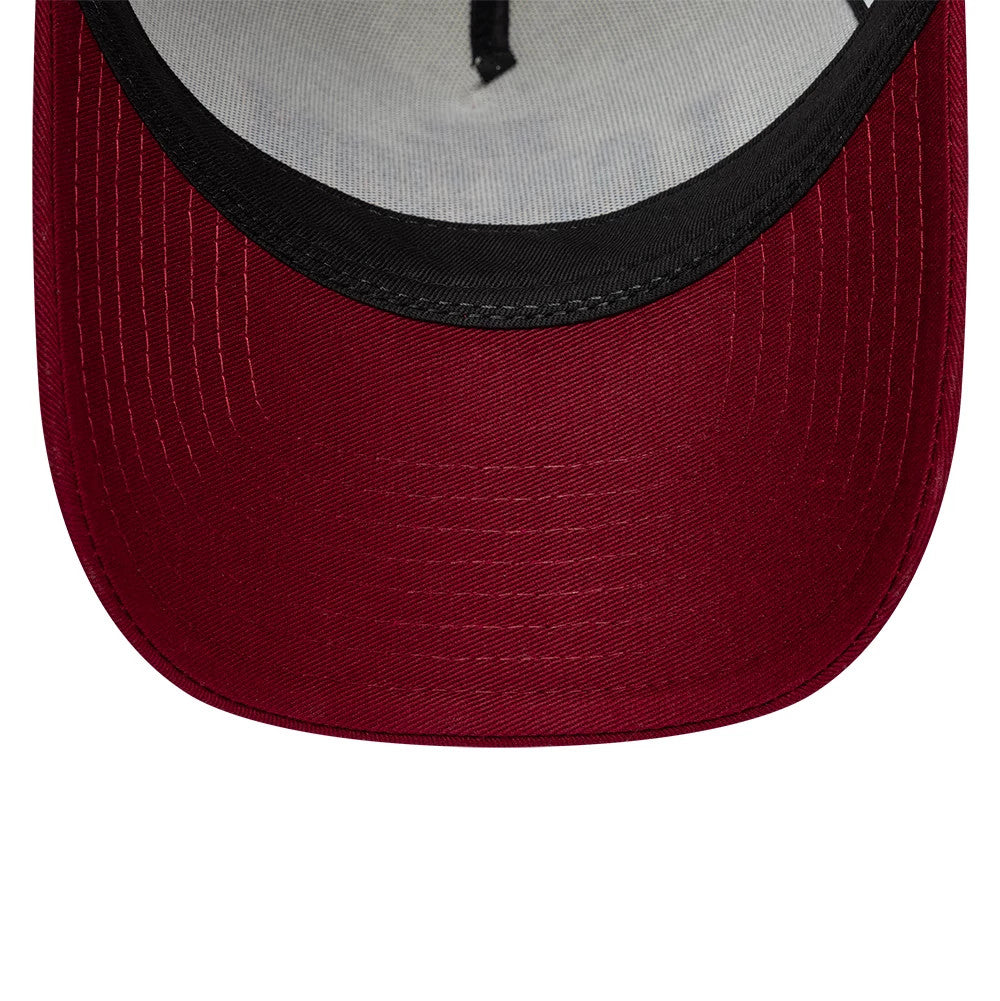 Pictured is this NFL International Games 2026 London Washington Commanders 9FORTY A-Frame Trucker cap in dark red. 5