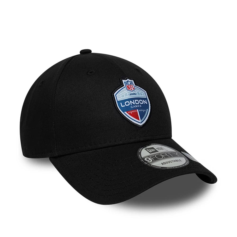 Pictured is this NFL International Series Games 2026 London 9FORTY cap in black. 3