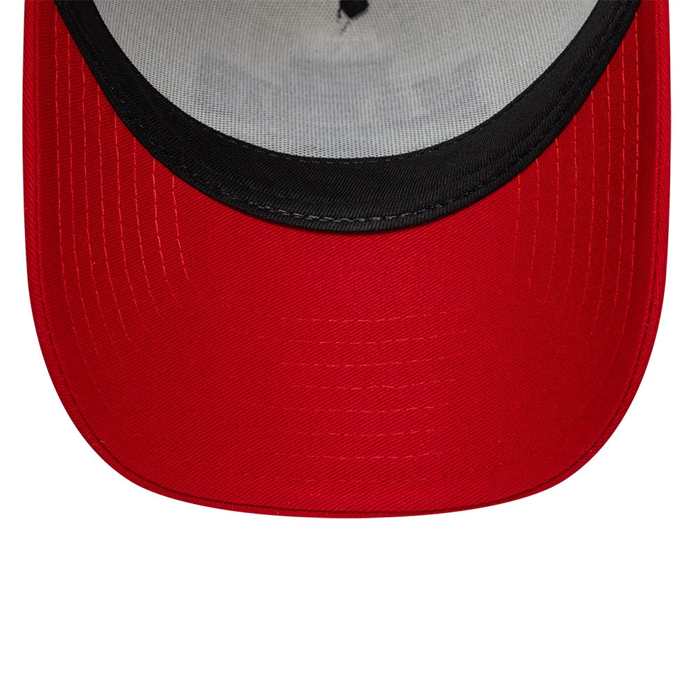 Pictured is this NFL International Games 2026 Madrid Atlanta Falcons 9FORTY A-Frame Trucker cap in red. 5