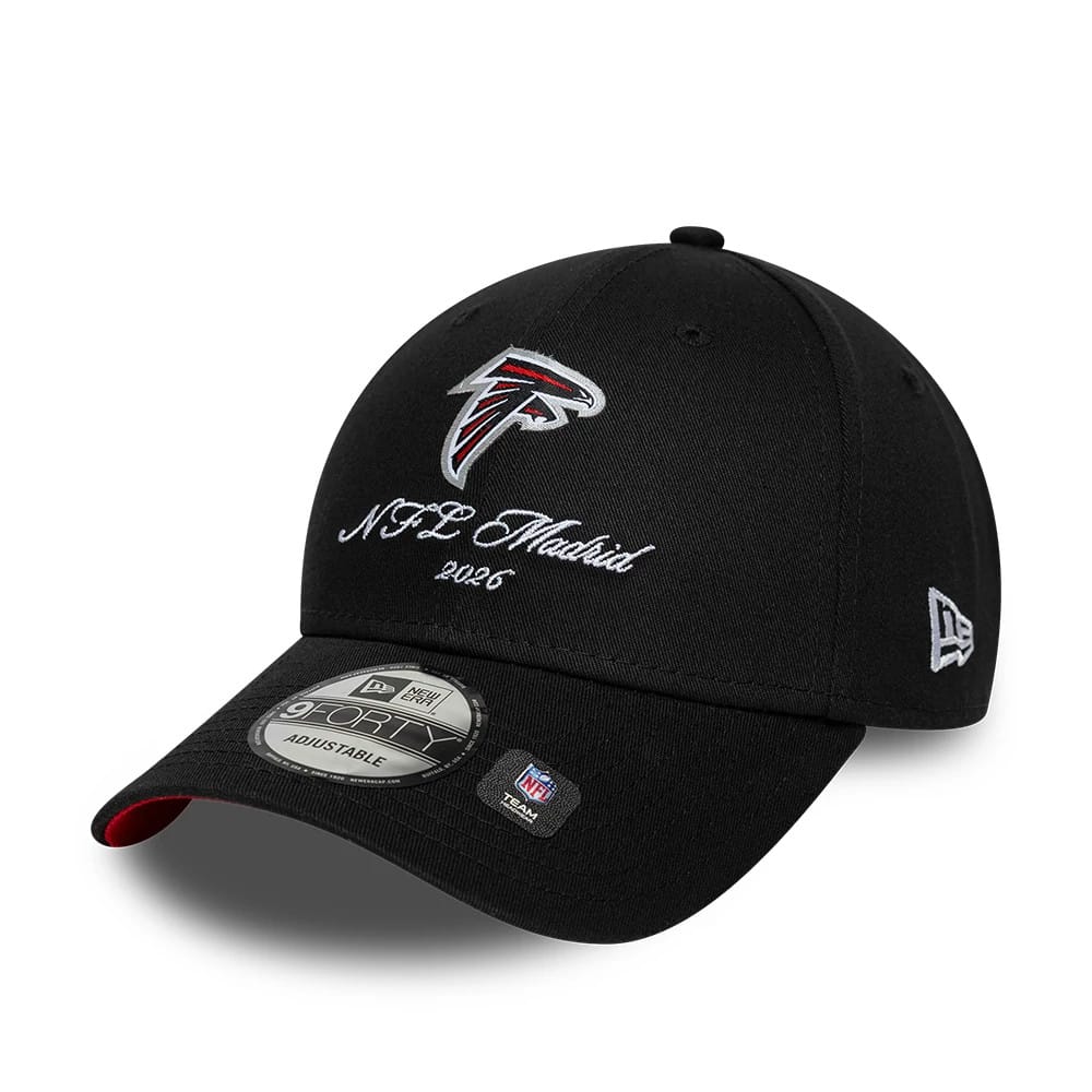 Pictured is this NFL International Series Games 2026 Madrid Atlanta Falcons 9FORTY cap in black. 4