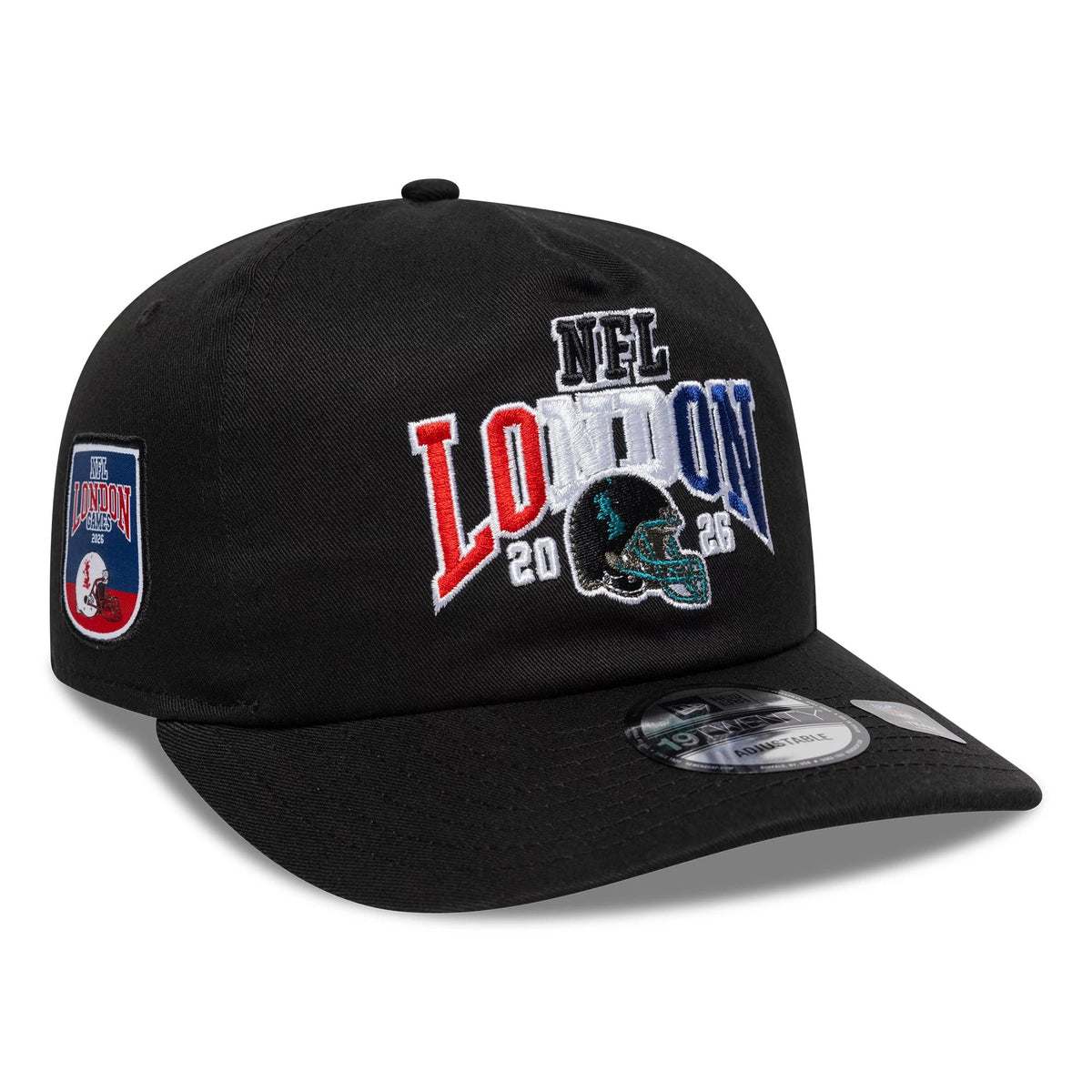 Pictured is this NFL International Series Games 2026 London Jacksonville Jaguars 19TWENTY cap in black. 1