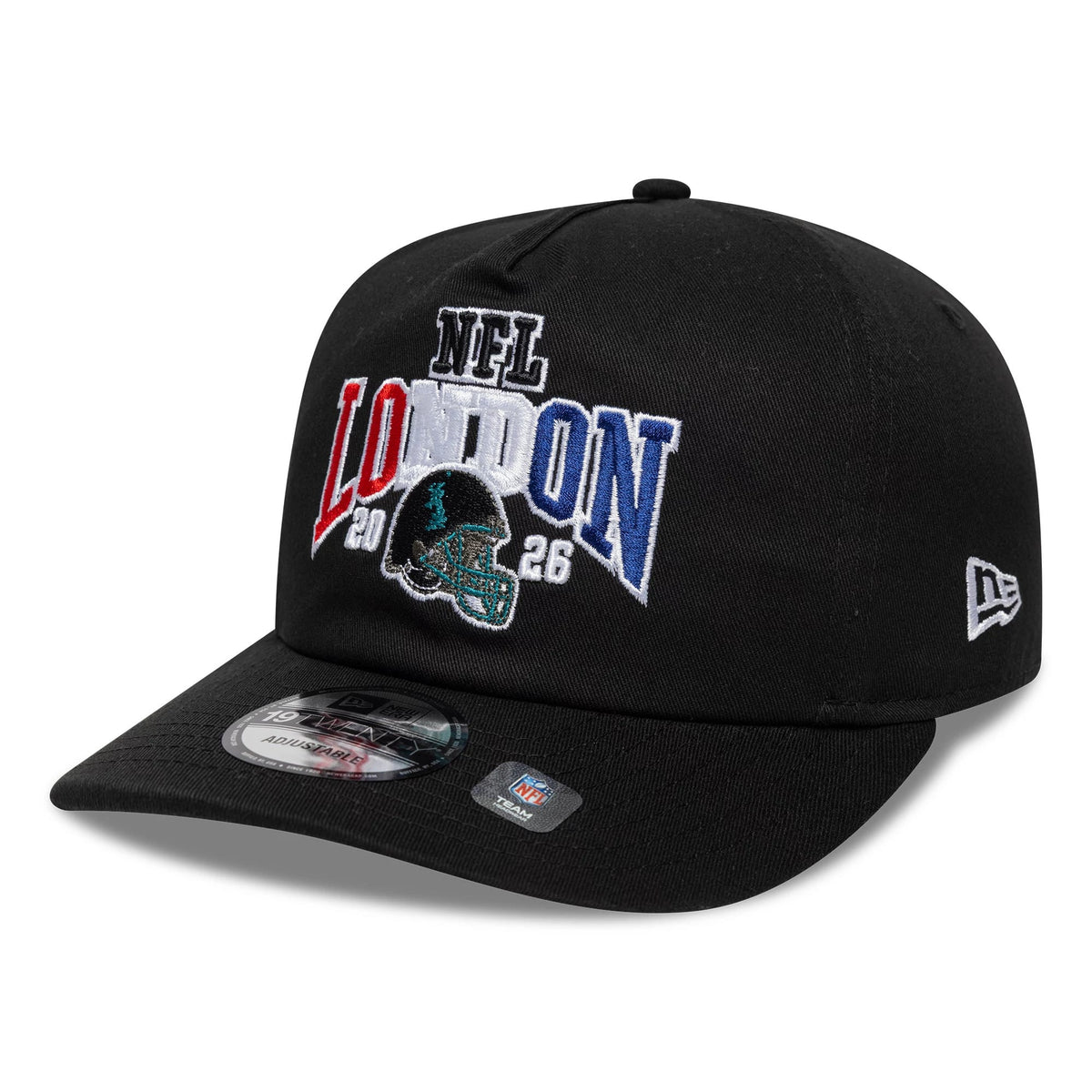 Pictured is this NFL International Series Games 2026 London Jacksonville Jaguars 19TWENTY cap in black. 3