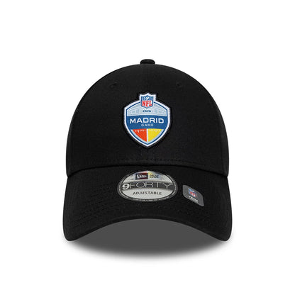 Pictured is this NFL International Games 2026 Madrid 9FORTY cap in black. 2