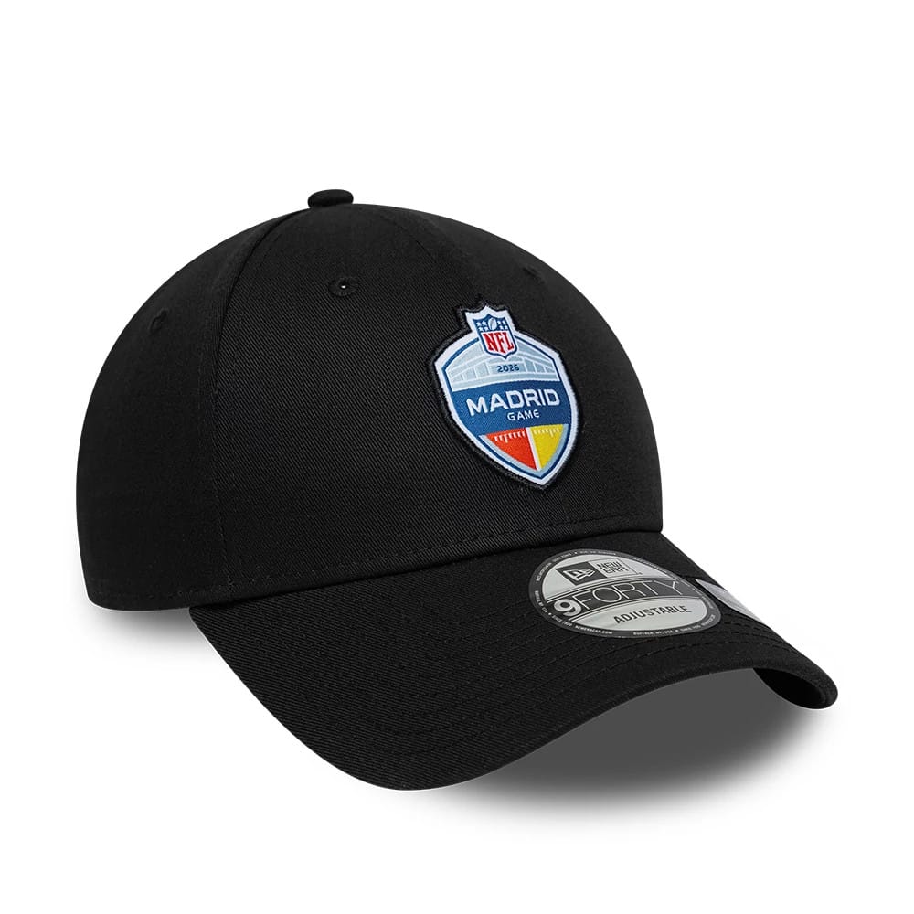 Pictured is this NFL International Series Games 2026 Madrid 9FORTY cap in black. 3