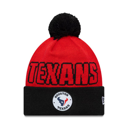 Pictured is this NFL International Games 2026 London Houston Texans Cuff Knit Beanie hat in red. 1