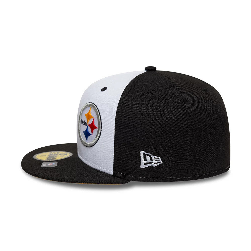 Pictured is this NFL International Games Pittsburgh Steelers 59FIFTY Fitted cap in black. 5