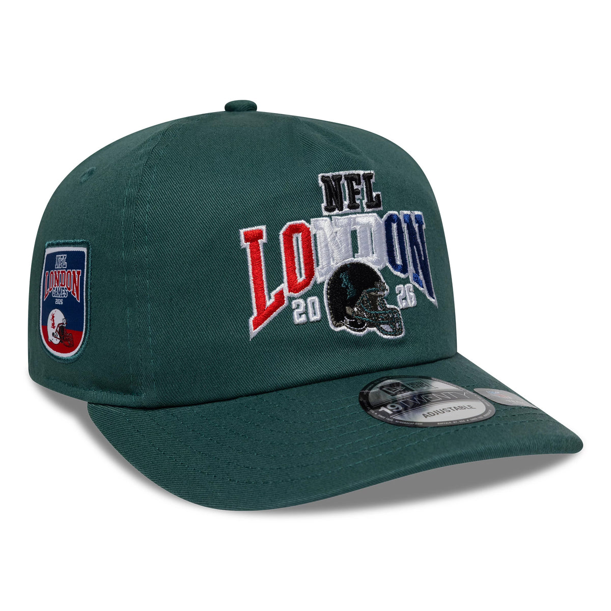 Pictured is this NFL International Games 2026 London Philadelphia Eagles 19TWENTY cap in dark green. 1