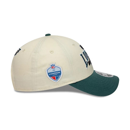 Pictured is this NFL International Games 2026 London Philadelphia Eagles 9FORTY M-Crown cap in white & dark green. 6
