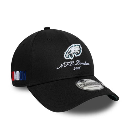 Pictured is this NFL International Series Games 2026 London Philadelphia Eagles 9FORTY cap in black. 1