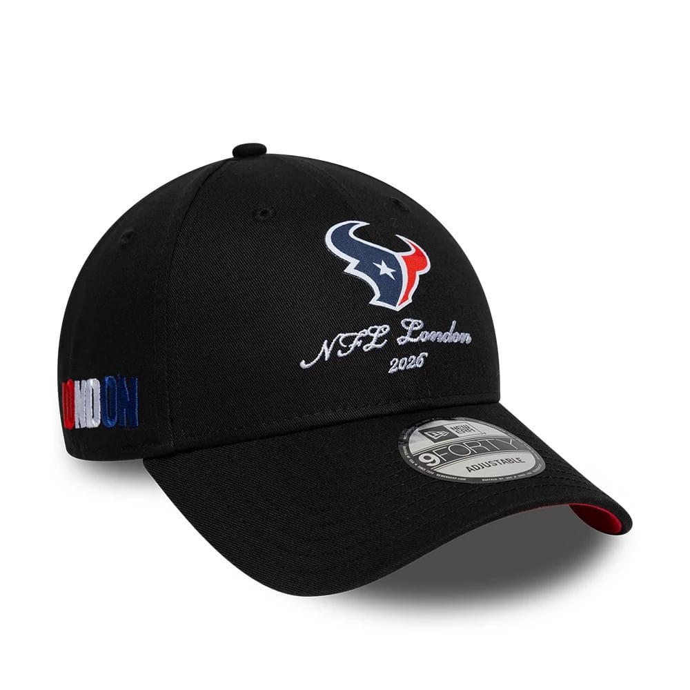 Pictured is this NFL International Series Games 2026 London Houston Texans 9FORTY cap in black. 1
