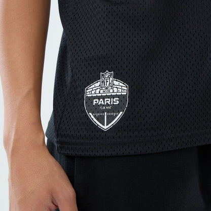 The model is wearing this NFL International Series Games 2026 Pittsburgh Steelers Mesh Jersey in black. 4