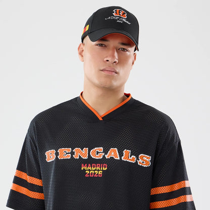 The model is wearing this NFL International Games 2026 Cincinnati Bengals Mesh Jersey in black. 6