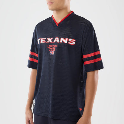 The model is wearing this NFL International Series Games 2026 Houston Texans Mesh Jersey in navy. 3