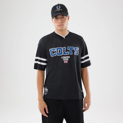 The model is wearing this NFL International Series Games 2026 Indianapolis Colts Mesh Jersey in black. 1