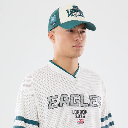 The model is wearing this NFL International Series Games 2026 Philadelphia Eagles Mesh Jersey in white. 6
