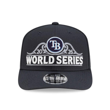 Pictured is this Tampa Bay Rays MLB American League Championship Series 2026 9SEVENTY Stretch Snap Adjustable cap in charcoal. 3