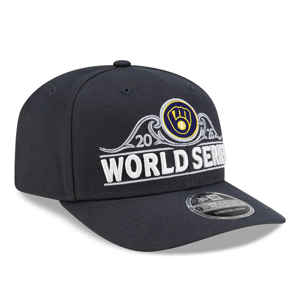 Pictured is this Milwaukee Brewers MLB National League Championship Series 2026 9SEVENTY Stretch Snap Adjustable cap in charcoal. 4