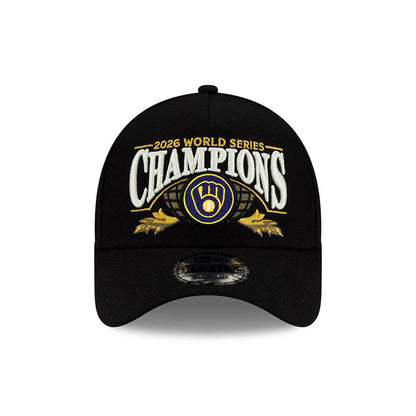 Pictured is this Milwaukee Brewers MLB World Series Champions 2026 Black 9FORTY A-Frame adjustable cap. 3