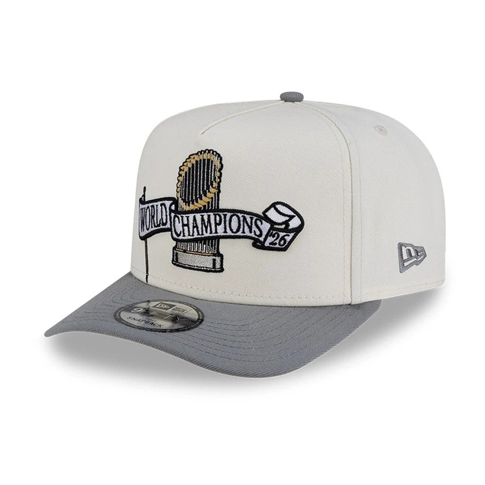 Pictured is this Milwaukee Brewers MLB Parade 2026 White & Grey 9FIFTY A-Frame Snapback adjustable cap. 4