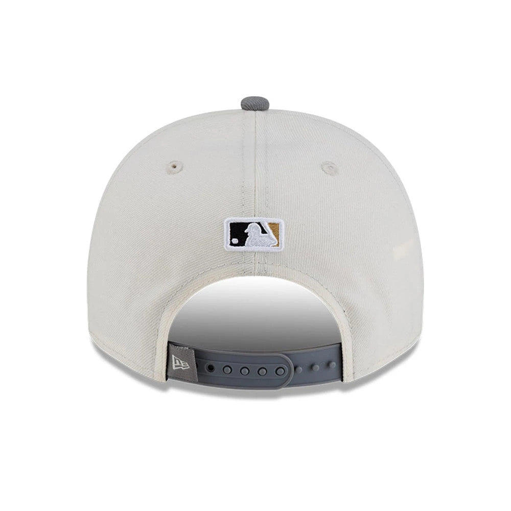 Pictured is this Milwaukee Brewers MLB Parade 2026 White & Grey 9FIFTY A-Frame Snapback adjustable cap. 6