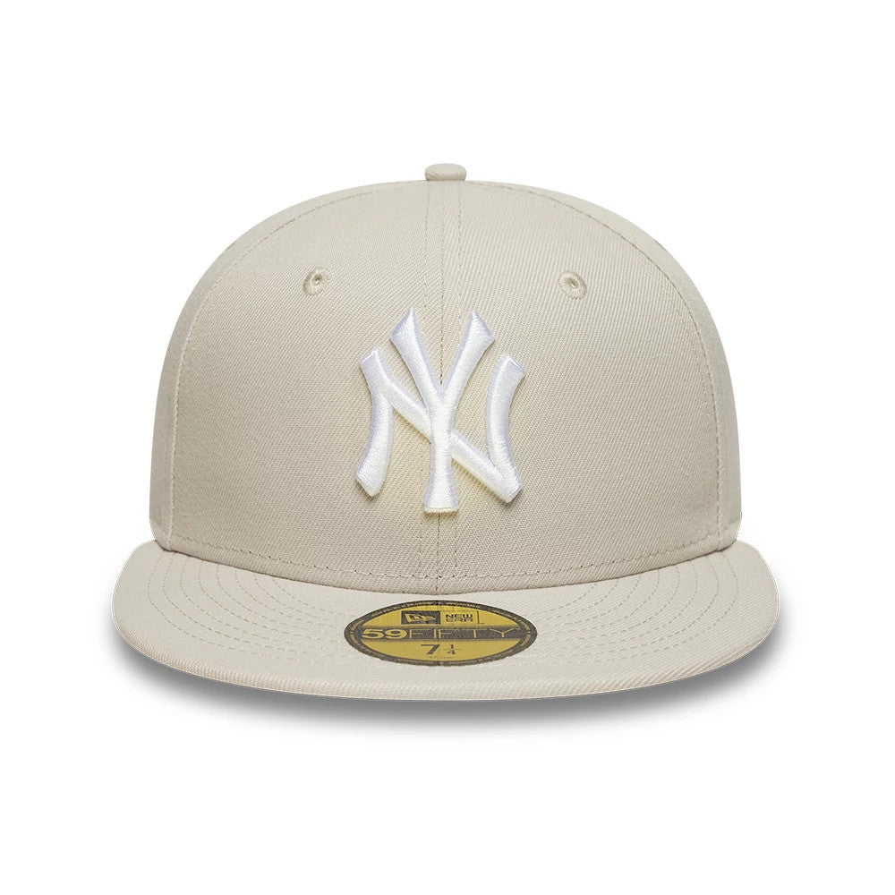 Pictured is this MLB New York Yankees 59FIFTY Fitted cap in light beige. 3