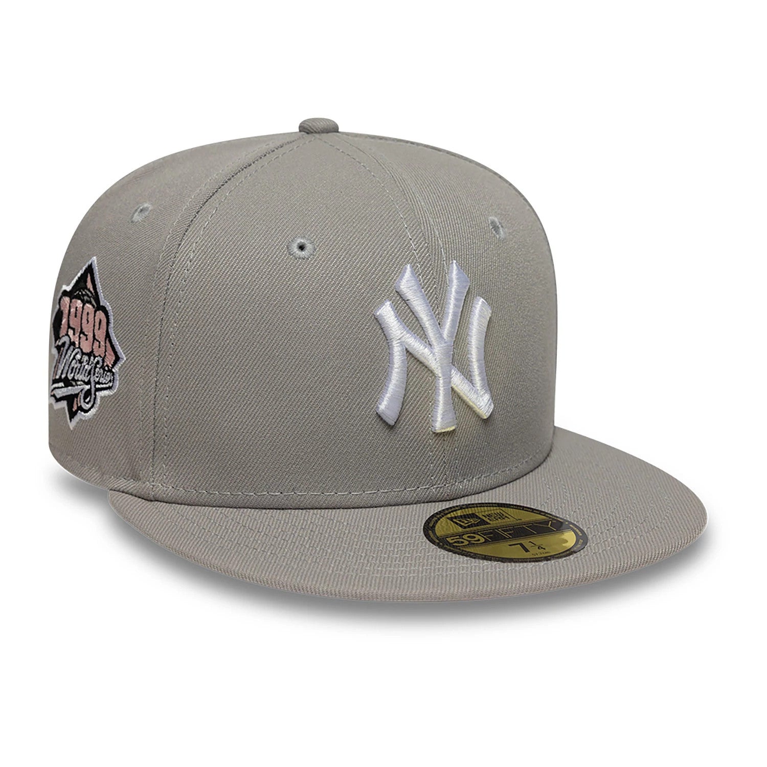 This is a New York Yankees Essential Pack Sidepatch Grey 59FIFTY Fitted Cap 1