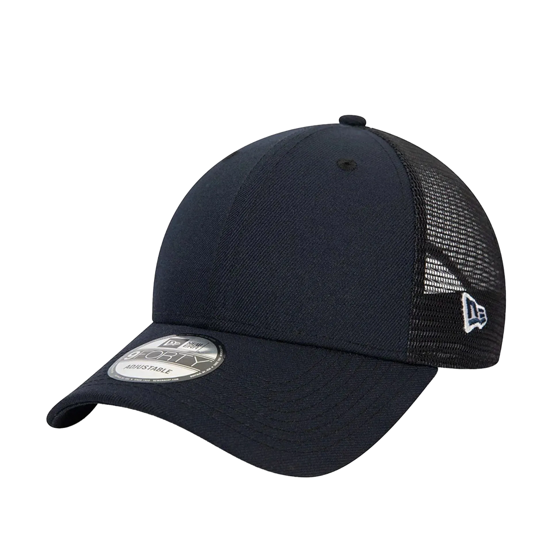 Navy blue trucker cap with mesh back