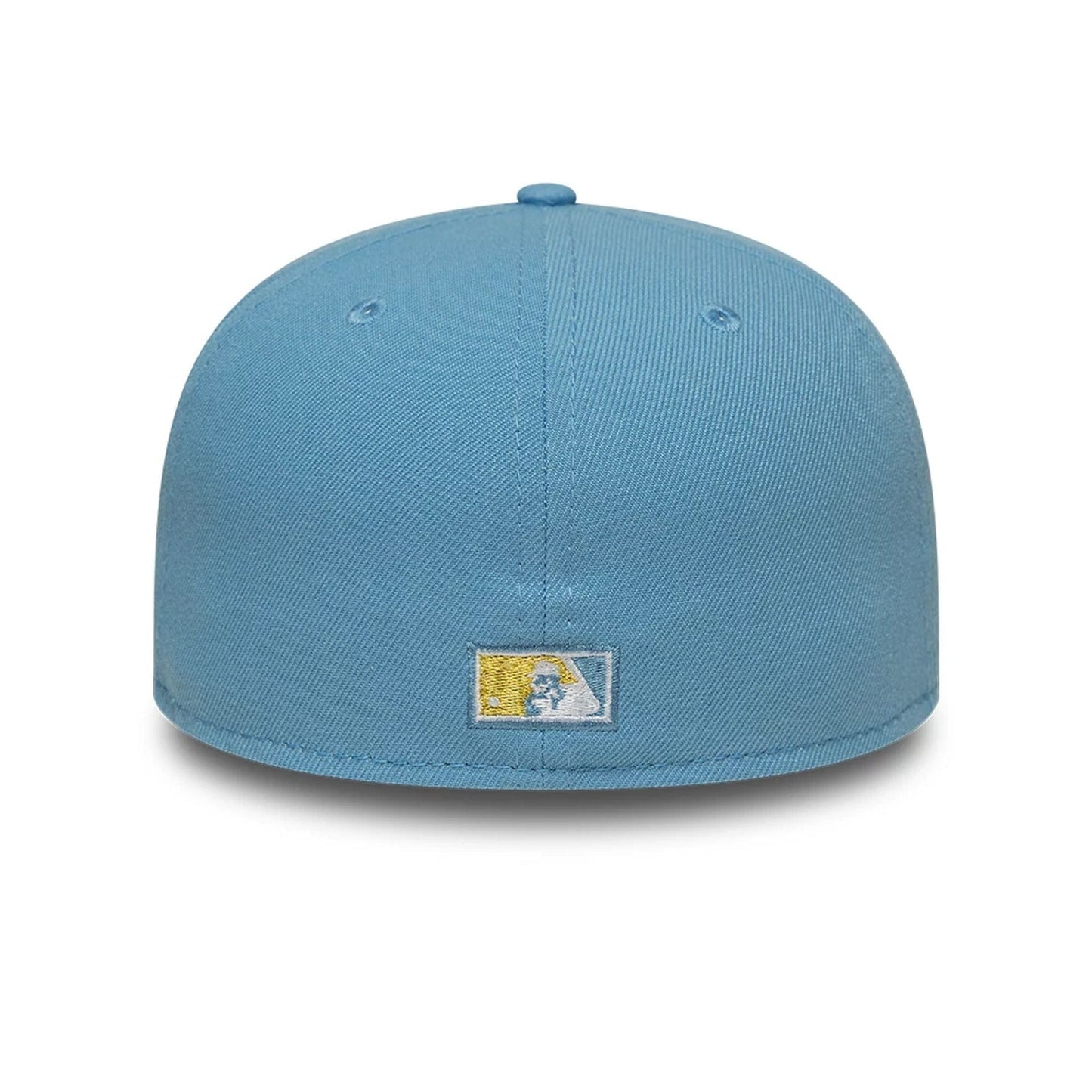 Pictured is this MLB Athletics 59FIFTY Fitted cap in pastel blue. 5