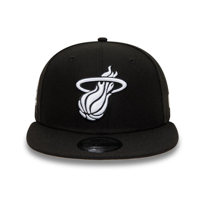 Pictured is this Miami Heat NBA Black 9FIFTY Snapback Adjustable cap. 3