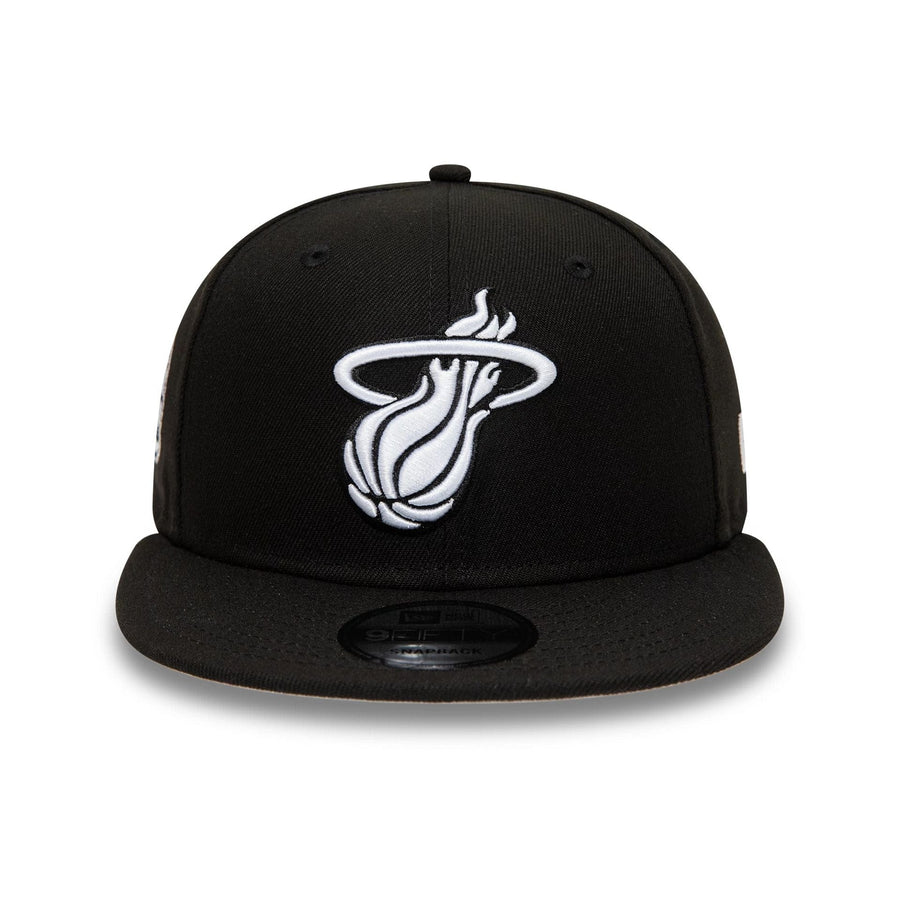 Pictured is this Miami Heat NBA Black 9FIFTY Snapback Adjustable cap. 3