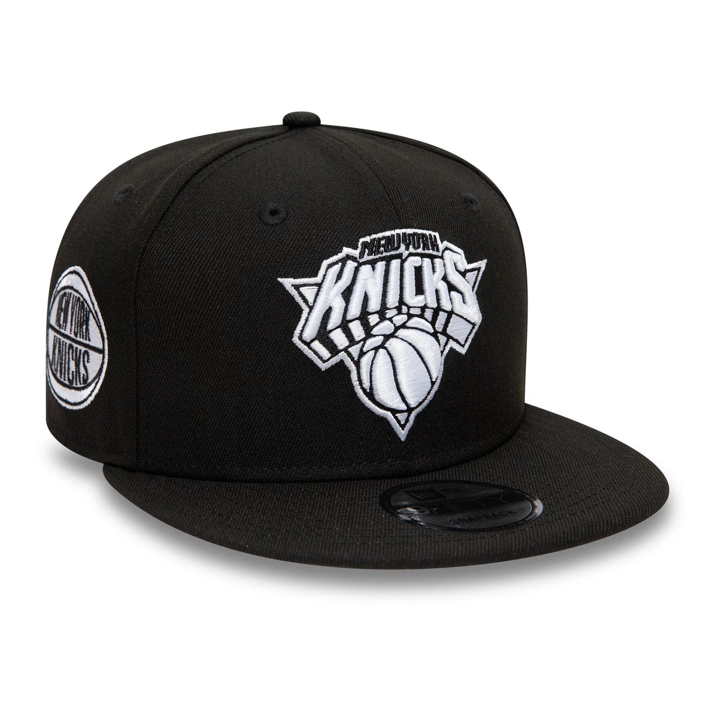 Pictured is this New York Knicks NBA Black 9FIFTY Snapback Adjustable cap. 1