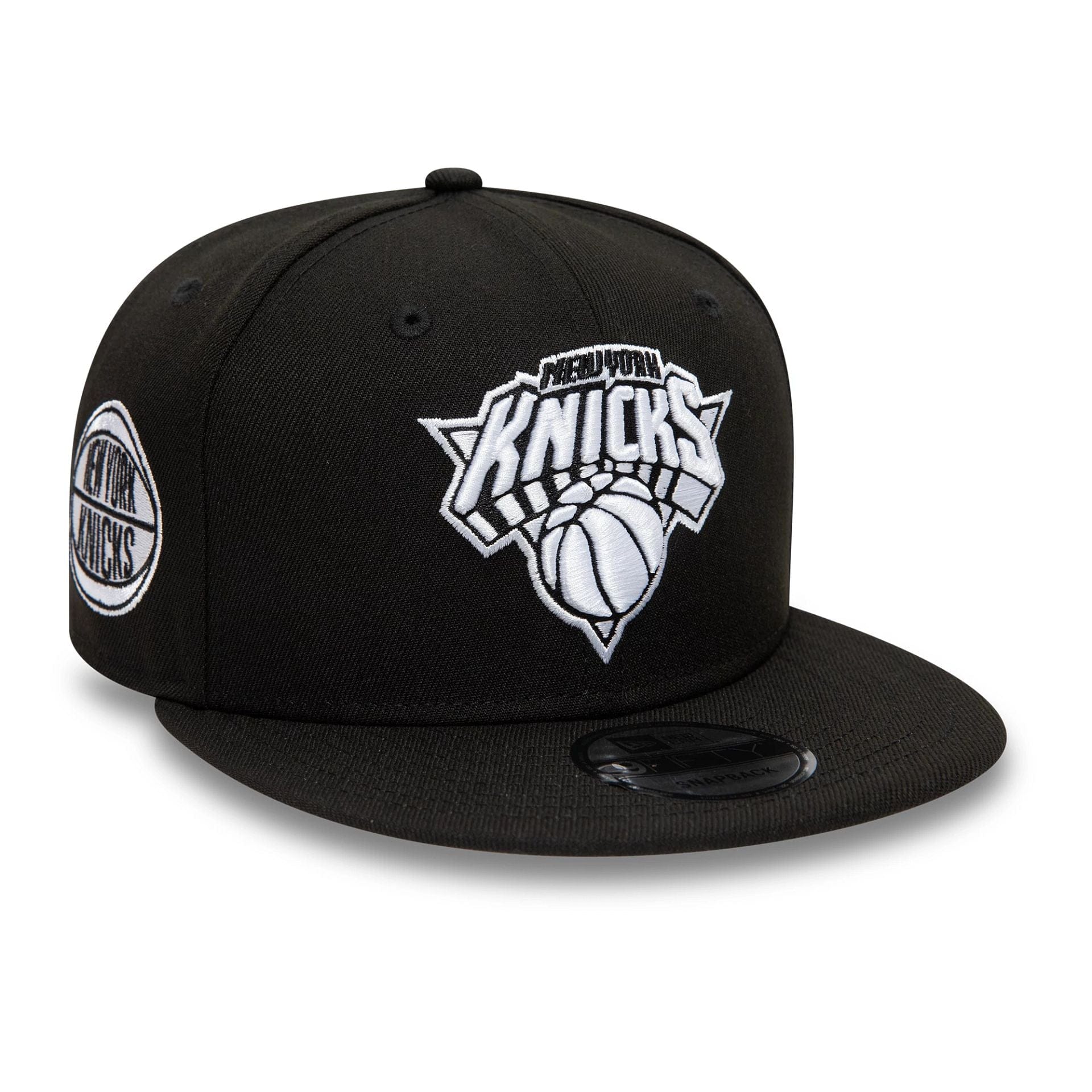 Pictured is this New York Knicks NBA Black 9FIFTY Snapback Adjustable cap. 1