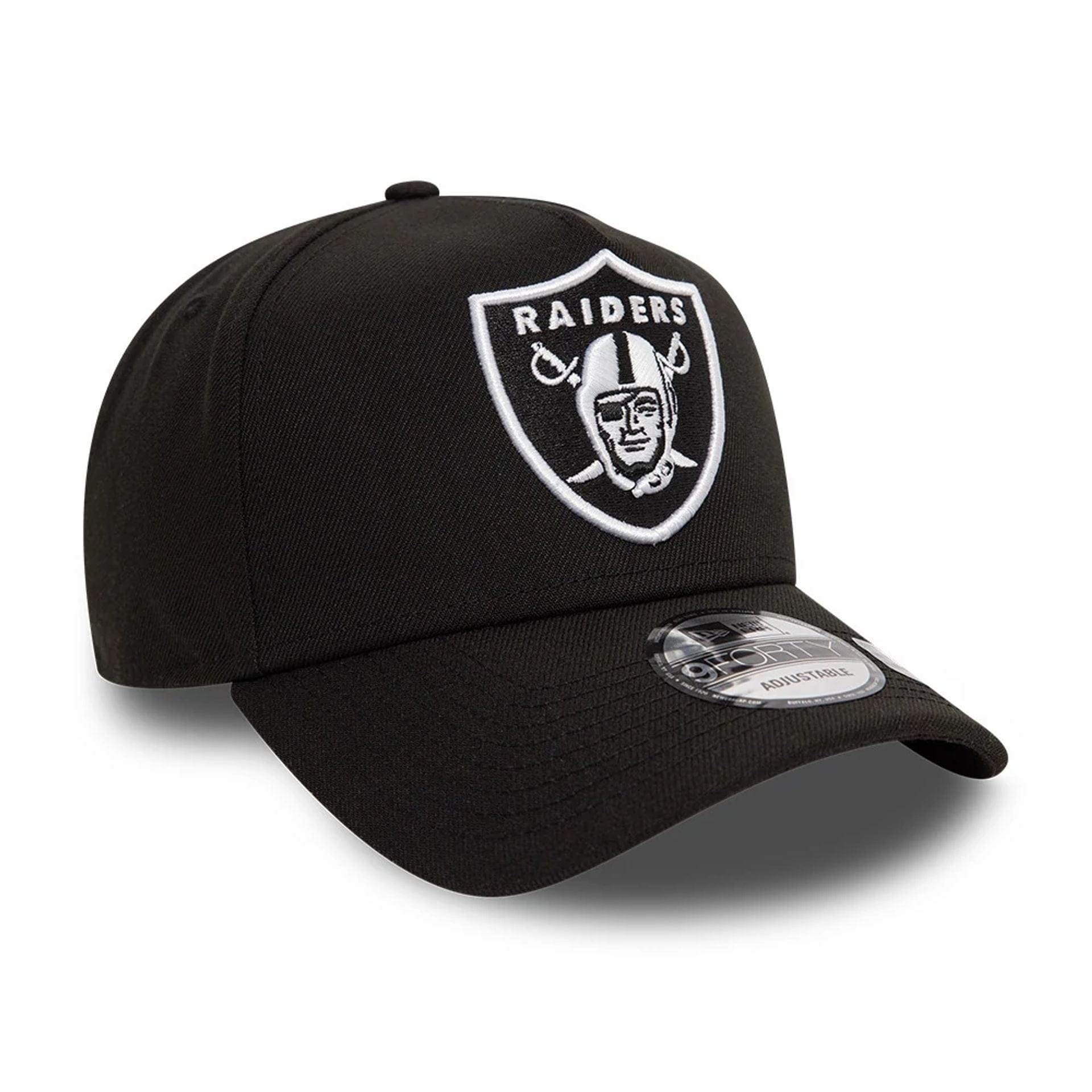 Pictured is this Las Vegas Raiders Black White Black 9FORTY A-Frame Cap 3