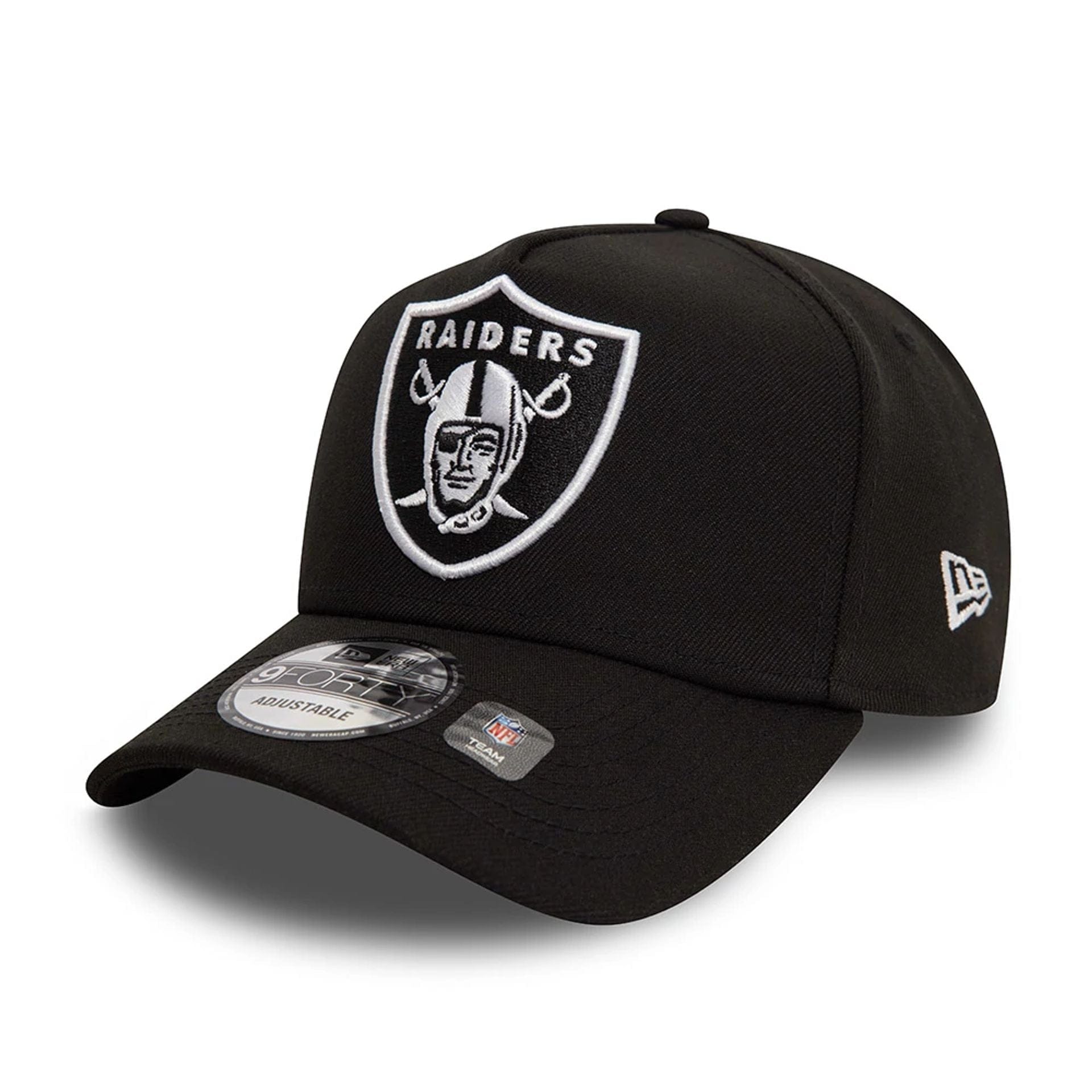 Pictured is this Las Vegas Raiders Black White Black 9FORTY A-Frame Cap 1