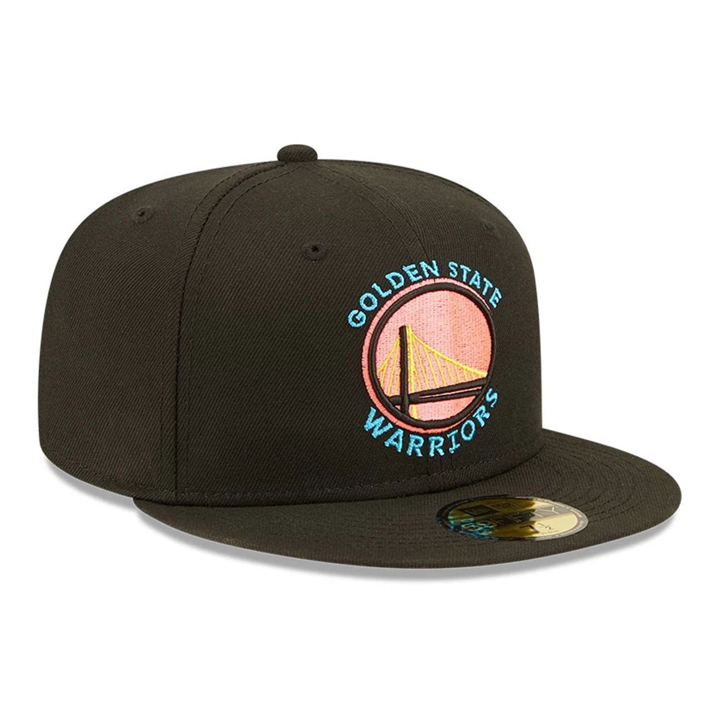 This is a Golden State Warriors Pink Glow Black 59FIFTY Fitted Cap 4