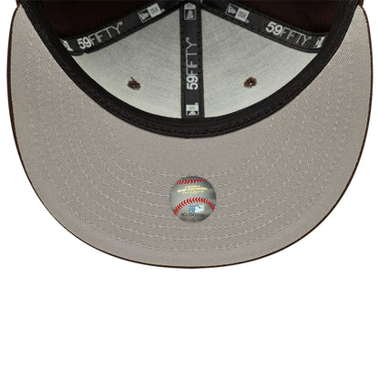 Pictured is this MLB Atlanta Braves 59FIFTY Fitted cap in dark brown. 2