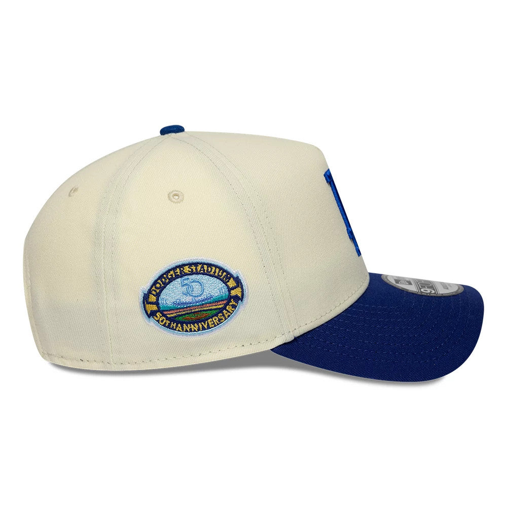 Pictured is this MLB Cooperstown LA Dodgers 9FORTY A-Frame cap in white & blue. 5