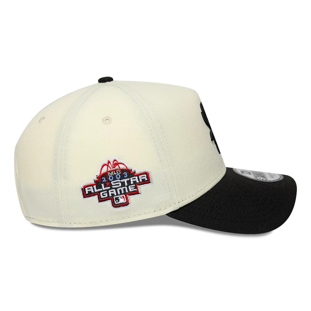 Pictured is this MLB Cooperstown Chicago White Sox 9FORTY A-Frame cap in white & black. 5