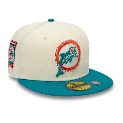 This is a Miami Dolphins City Connect White 59FIFTY Fitted Cap 1