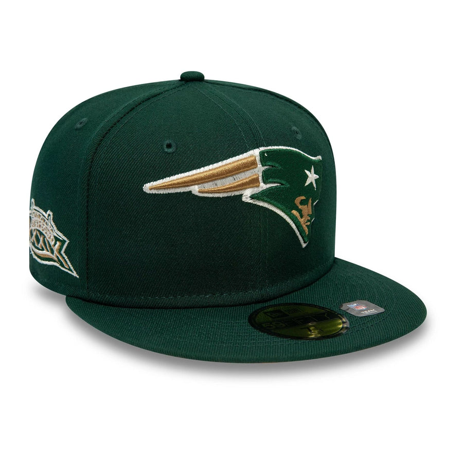 This is a New England Patriots NFL Super Bowl Dark Green 59FIFTY Fitted Cap 1