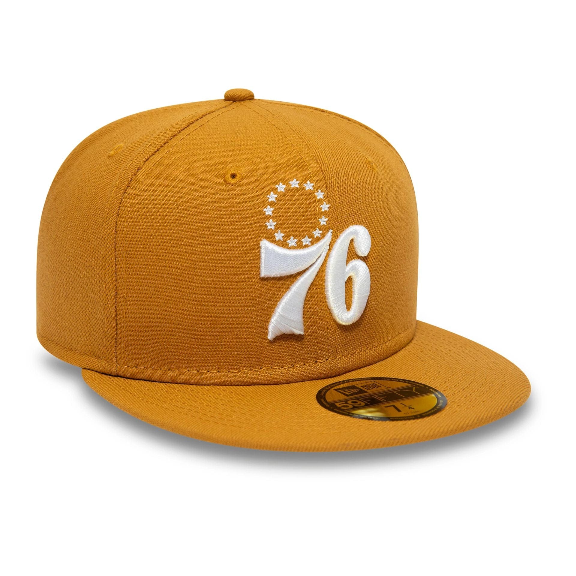 This is a Philadelphia 76ers NBA Camel Beige 59FIFTY Fitted Cap 4