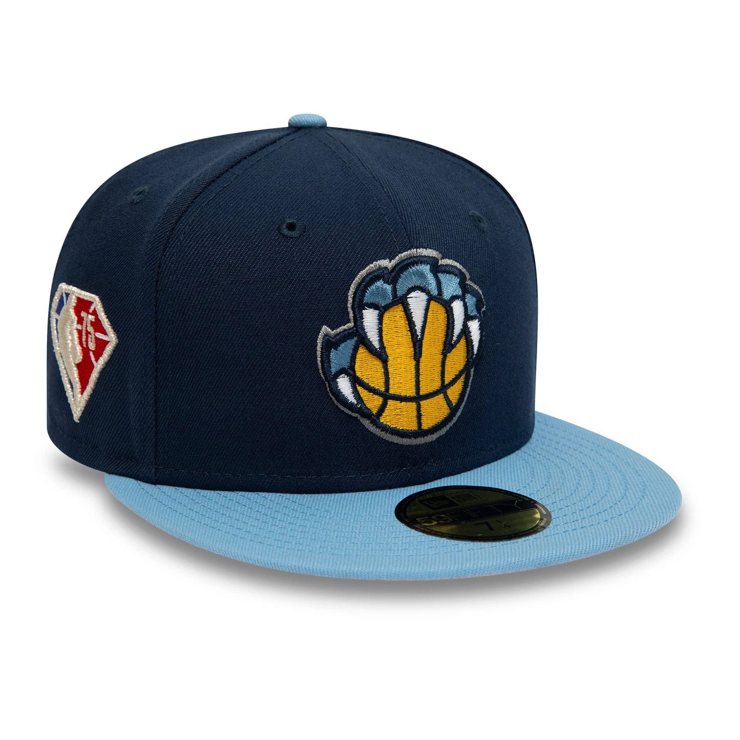 This is a Memphis Grizzlies NBA Side Patch Dark Blue 59FIFTY Fitted Cap 1