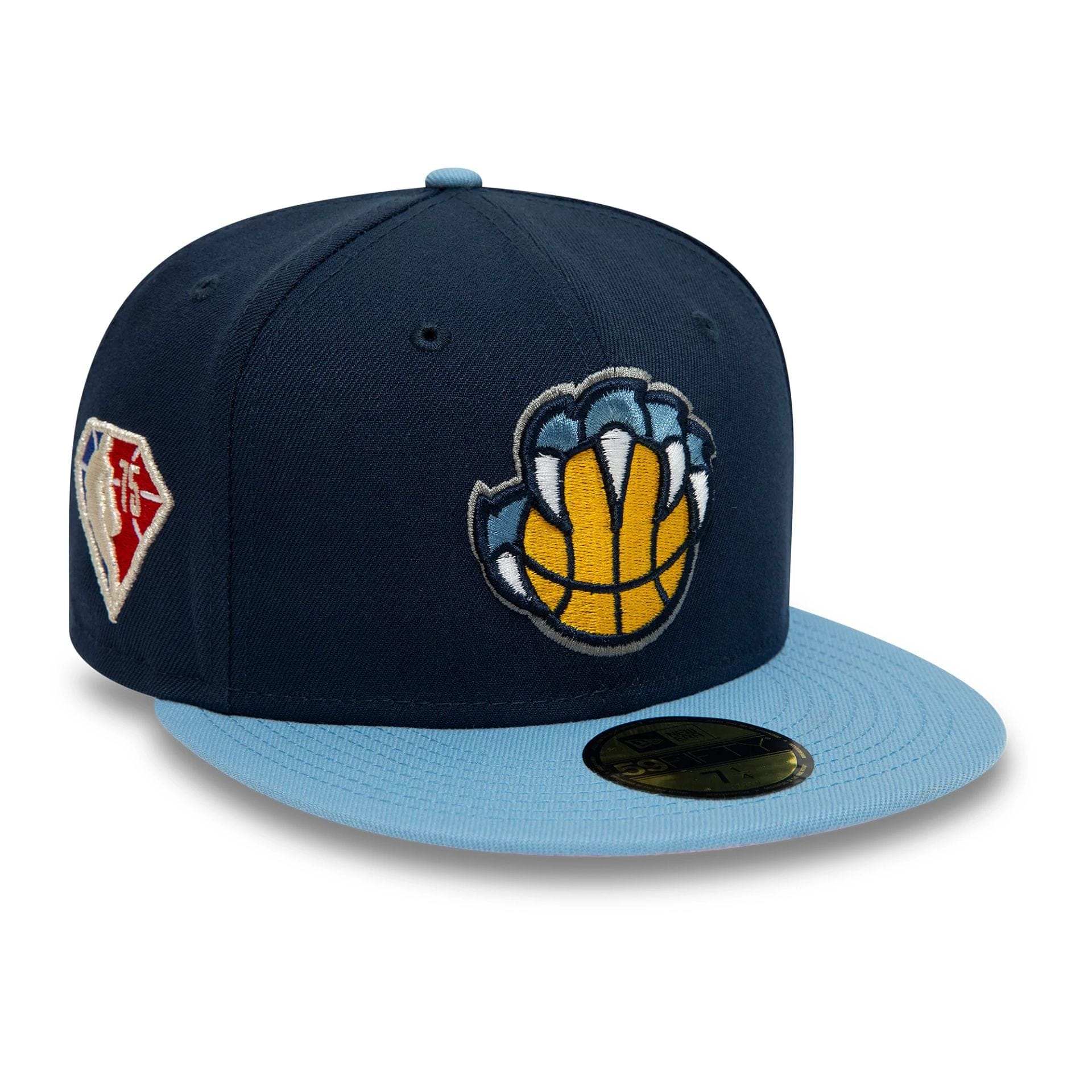 This is a Memphis Grizzlies NBA Side Patch Dark Blue 59FIFTY Fitted Cap 1