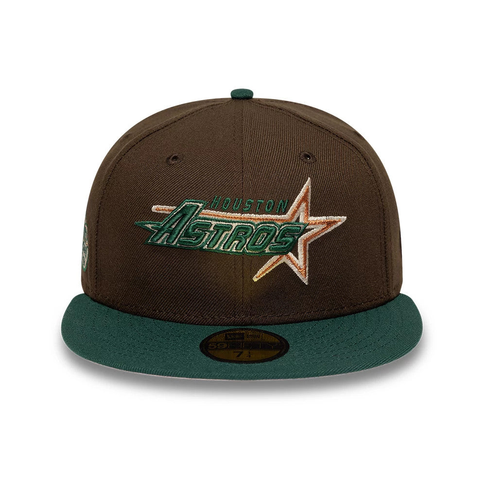 Pictured is this MLB Cooperstown Houston Astros 59FIFTY Fitted cap in dark brown & dark green. 3