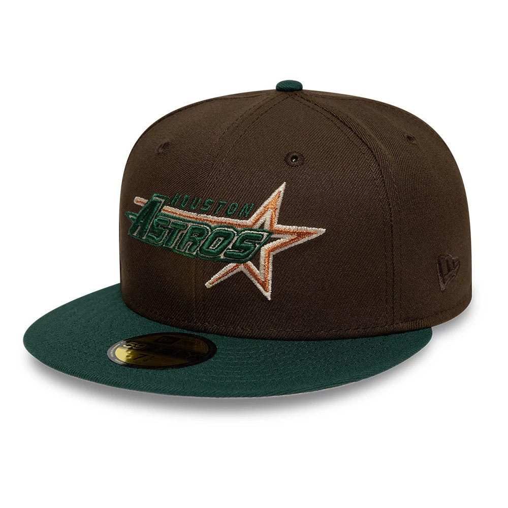 Pictured is this MLB Cooperstown Houston Astros 59FIFTY Fitted cap in dark brown & dark green. 4