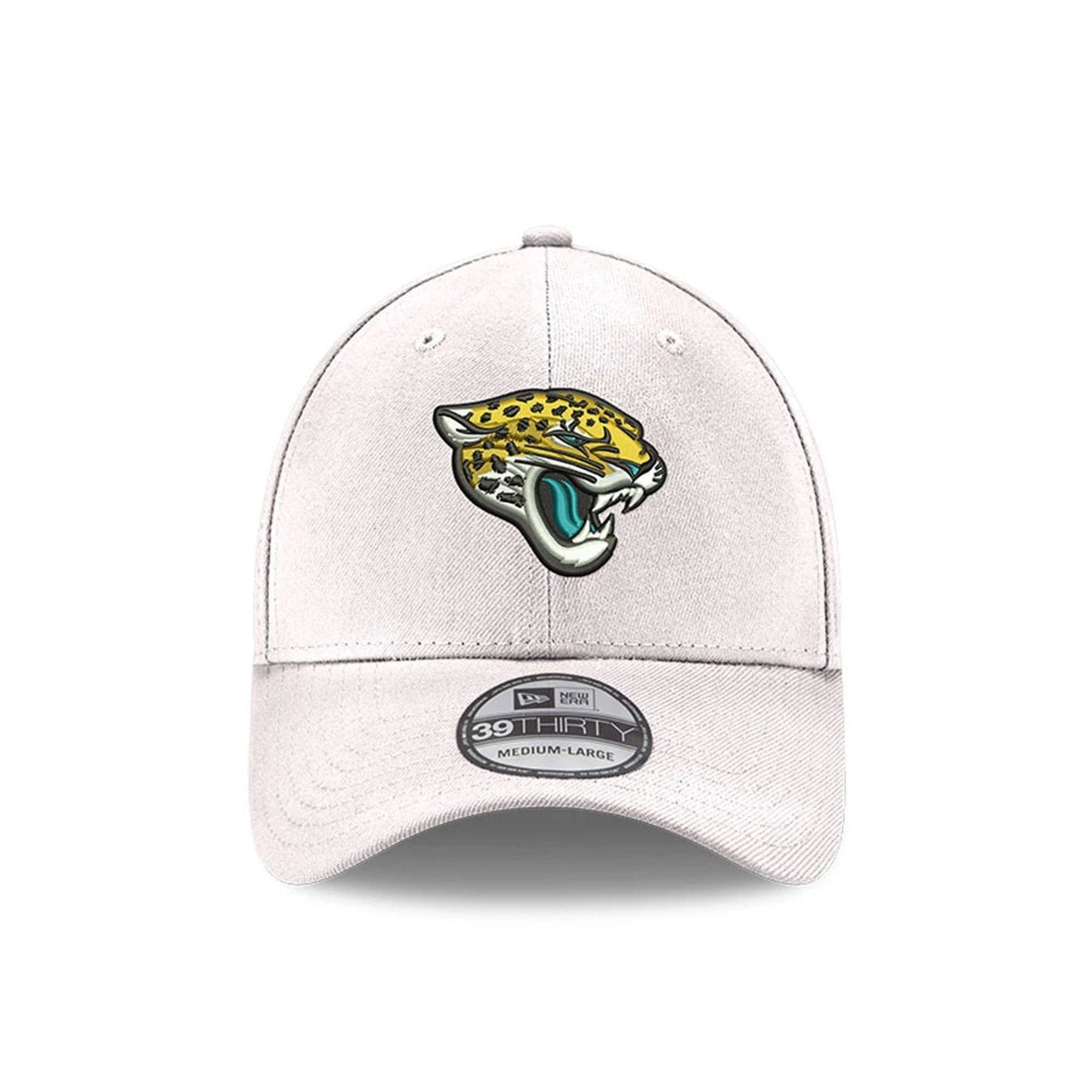 This is a Jacksonville Jaguars NFL White 39THIRTY Stretch Fit Cap 2