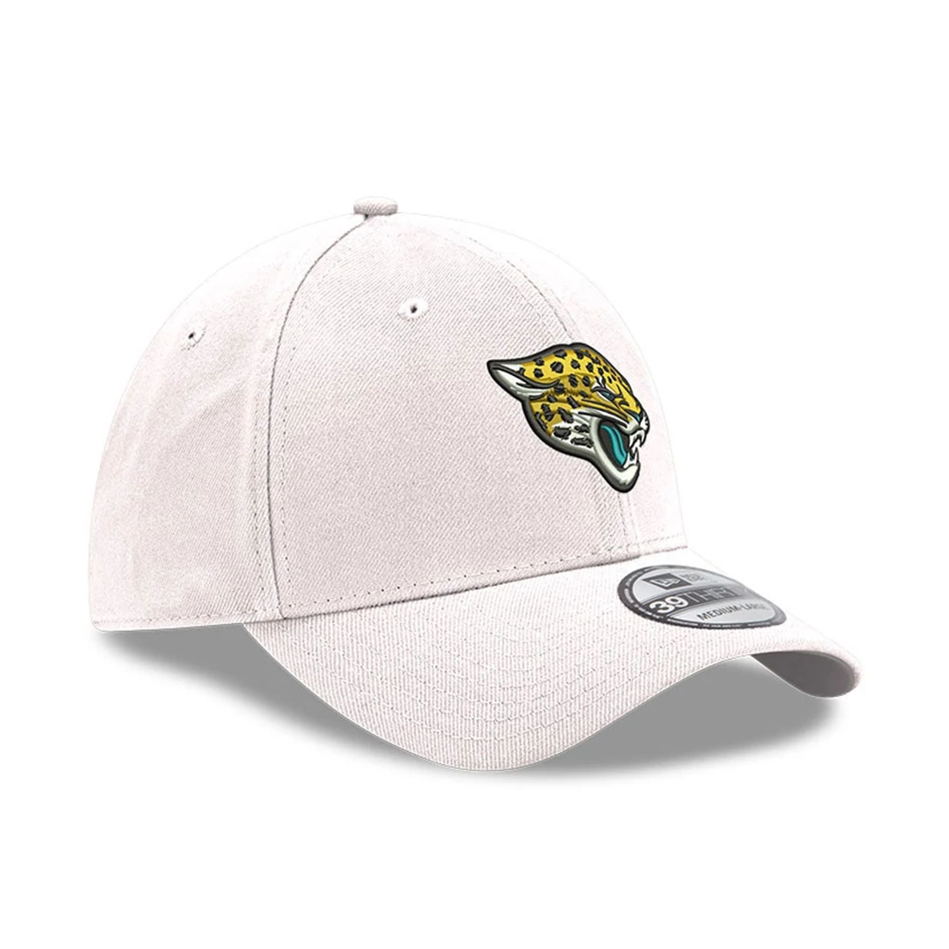 This is a Jacksonville Jaguars NFL White 39THIRTY Stretch Fit Cap 3