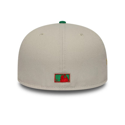 Pictured is this MLB Cooperstown Houston Astros 59FIFTY Fitted cap in Beige & Green. 5